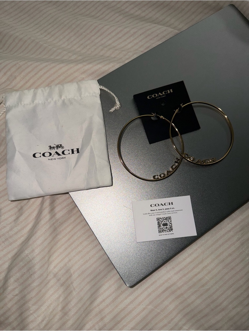 Coach Gold-Tone Logo Hoop Earrings